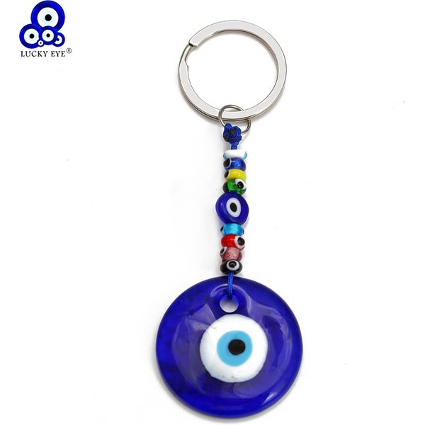EVIL EYE Glas-runder türkischer Schlüsselanhänger mit buntem Blick, bunter Perlen-Auto-Schlüsselanhänger für Damen und Herren, Schmuck, Llavero Porte Clé Andersen Byd