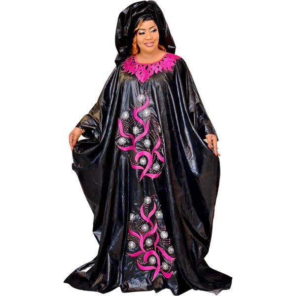 Africain Dre ss pour femmes Plus Si ze broderie Weddi ng invité longue robe Maxi avec écharpe