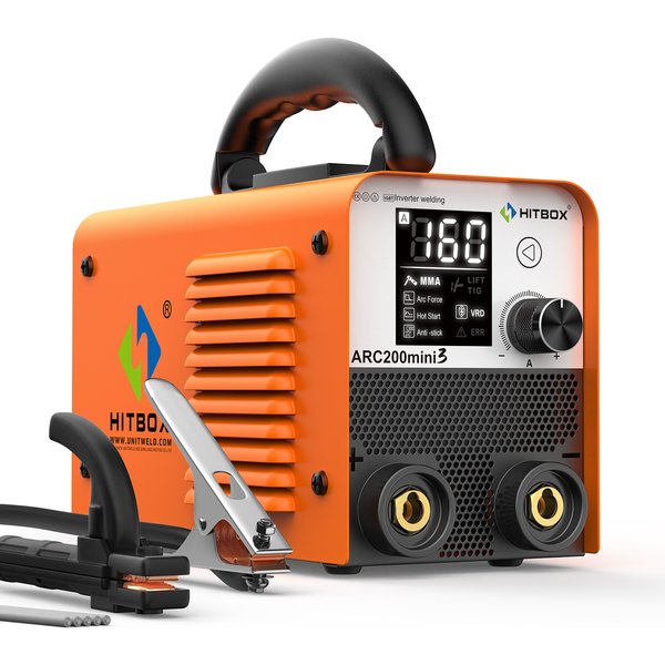 HITBOX ARC200 Mini-Stabschweißgerät 220V 2-in-1 ARC/MMA Lift TIG IGBT Inverter-Schweißmaschine mit großem LED-Bildschirm, Hot Start, Arc Force, Anti-Stick, tragbares Heim-DIY-Schweißgerät