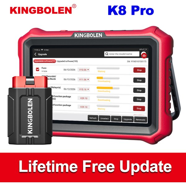 KINGBOLEN K8 PRO Automobil-Diagnosewerkzeuge, unterstützt CANFD-DOIP-Protokolle, bidirektionales Scan-Tool, erweiterte ECU-Codierung, Vollsystem-Scanner mit 42 Reset-Funktionen, Auto-VIN-Scan, FCA