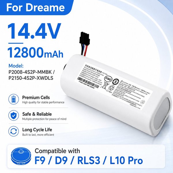 EU-Lager 14,4V 12800mAh Li-Ion Ersatzakku für Dreame D9 D9 Pro D9 MAX F9 D10 Plus D10s L10 L10s Ultra Serie Roboterstaubsauger Ersatzteile Schneller Lokaler Versand