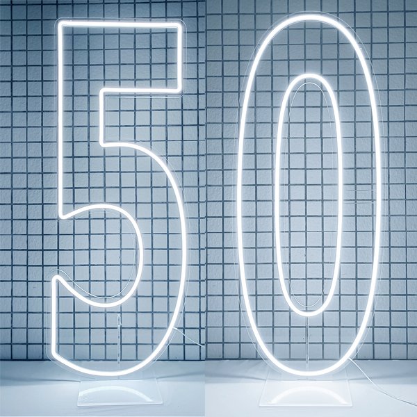 Enseigne néon LED de 100 cm, grands chiffres numériques en acrylique (0-9) pour la décoration de fêtes d'anniversaire Sweet 10, 16, 18, 21