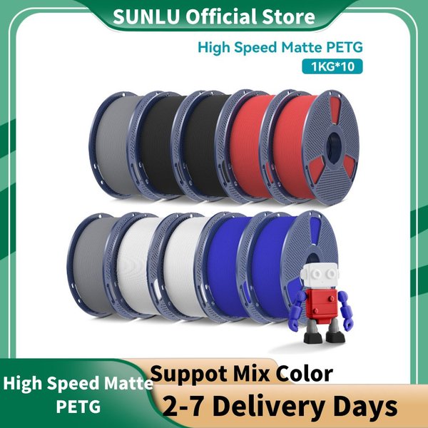 Filament PETG mat haute vitesse SUNLU 10KG 1.75mm-impression Ultra rapide 600 mm/s, sans cordage, PETG pour laboratoire Creality,Prusa, Bambu