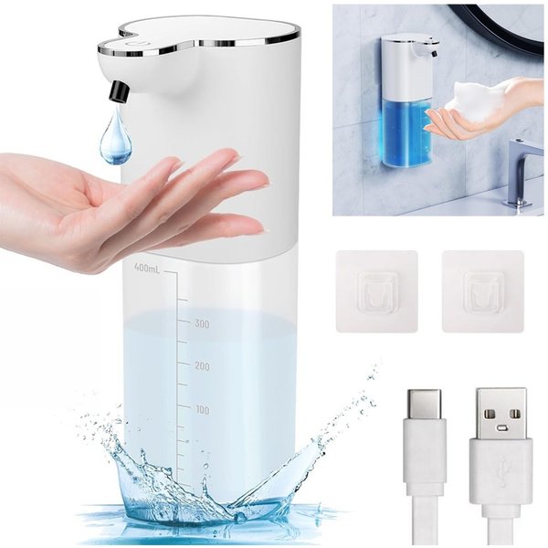 Automatyczny dozownik mydła w pianie 400 ml, inteligentny czujnik, bezdotykowy, bezobsługowy, wodoodporny dozownik mydła w płynie do łazienki, kuchni, biura, toalety publicznej.