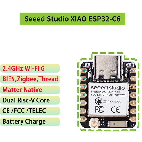 XIAO ESP32-C6 Entwicklungsboard 2,4GHz WiFi 6 BLE 5.0 Zigbee Unterstützung für Arduino IoT und Smart Home Projekte