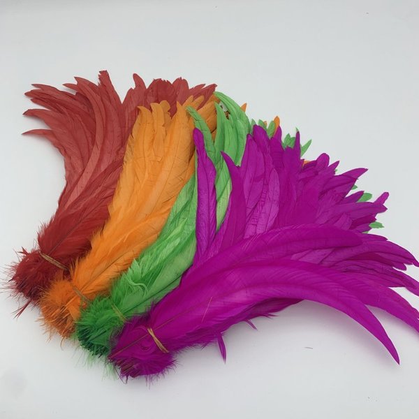 Rooster Tail Feathers 100pcs 25-45cm Natural Plumes Black Green Orange DIY Cock Clothing Jewelry Accessories Party