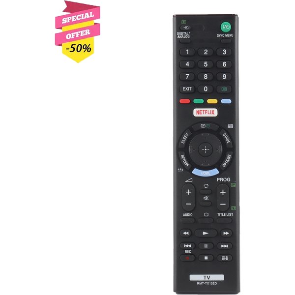 Neue RMT-TX102D RMTTX102D Fernbedienung kompatibel mit Sony TV KDL48R550C KDL-48R550 Ersatz-Controller mit Netflix-Taste