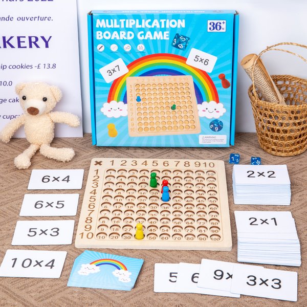 Jeu de société de Multiplication en bois Montessori pour enfants, jouets éducatifs d'apprentissage, comptage des mathématiques, cent planches de pensée interactive, 99