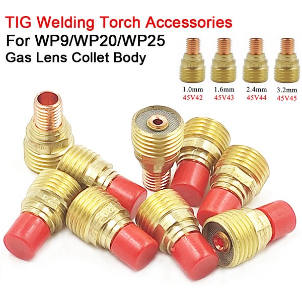 TIG Welding Torch Gas Lens Collets Body 1.0mm 45V42 1.6mm 45V43 2.4mm 45V44 3.2mm 45V45 For WP9 20 25 Welding Torch Accessories