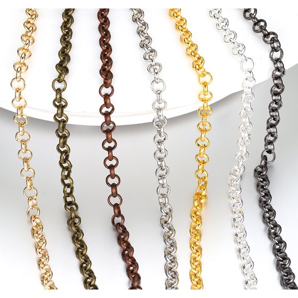 Chaîne à maillons ronde en métal en forme de O, 2 mètres, pour travaux d'aiguille, fabrication de bijoux, résultats de bricolage