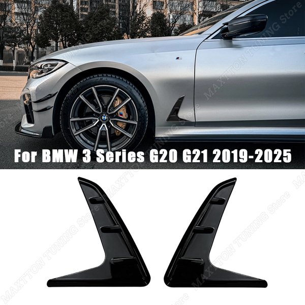 Für BMW 3er G20 G21 318i 320i 330i M340i M340d 2019-2025 Glänzend Schwarze Auto-Außenverkleidung Seitliche Luftauslassabdeckung Kotflügel-Zierleiste