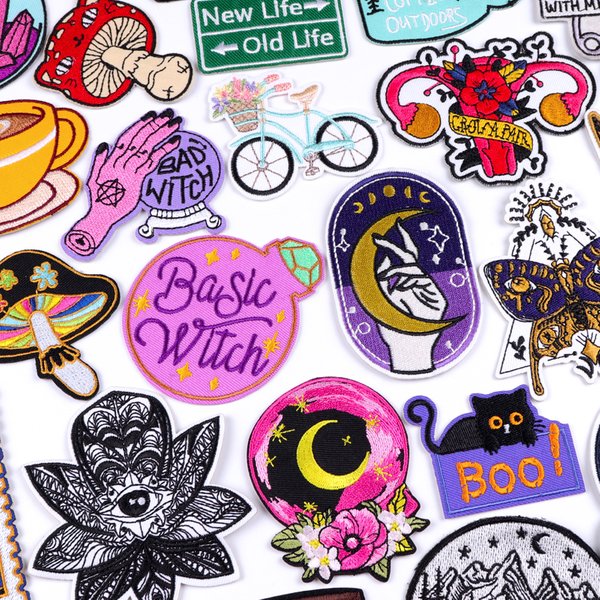 Cartoon/Hexe Stickerei Patch Eisen auf Patches für Kleidung Thermo kleber Patches auf Kleidung Jacke Tiere Nähen Aufkleber DIY