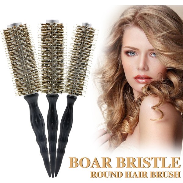 Brosse ronde professionnelle pour Salon de coiffure, poils de sanglier, revêtement en céramique antistatique et résistant à la chaleur, brosse de coiffeur