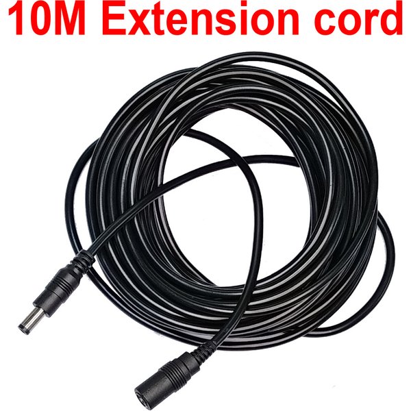 Rallonge d'alimentation pour caméra 10M, 12V DC noir 5.5x2.1mm, adaptateur mâle femelle, câble d'extension pour caméra de vidéosurveillance, fil d'extension pour moniteur