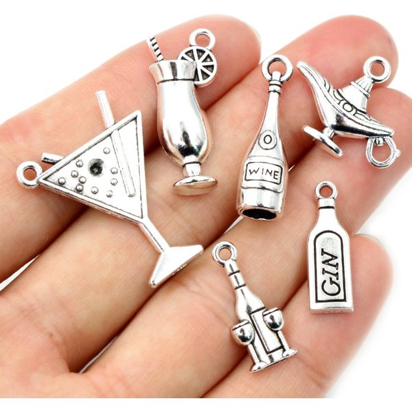 Mode Antik Silber Überzogene Winebowl Wein Flasche Charms Metall Legierung Anhänger DIY Charms DIY Schmuck Machen Erkenntnisse