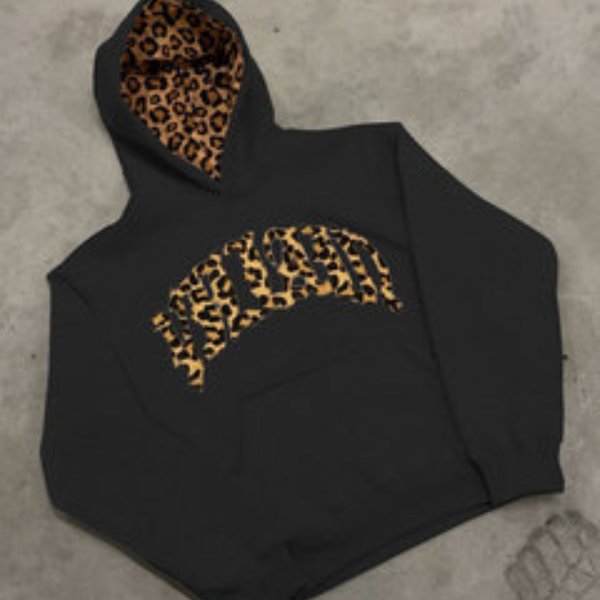 Streetwear-Sportanzug für Herren, schwarzes Kapuzen-Sweatshirt mit Tarnung, Leopardenmuster, Hose, Shorts, lockere Passform, sportliche, lässige Mode