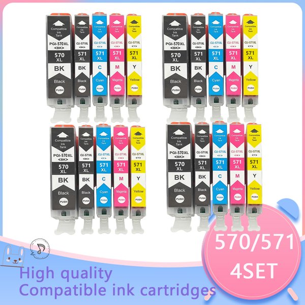 Cartouche d'encre 570 571 PGI-570 CLI-571, 20 pièces, pour canon PIXMA MG5750 MG5751 MG5752 MG6850 MG6851 MG6852 TS6050 TS5050 5051