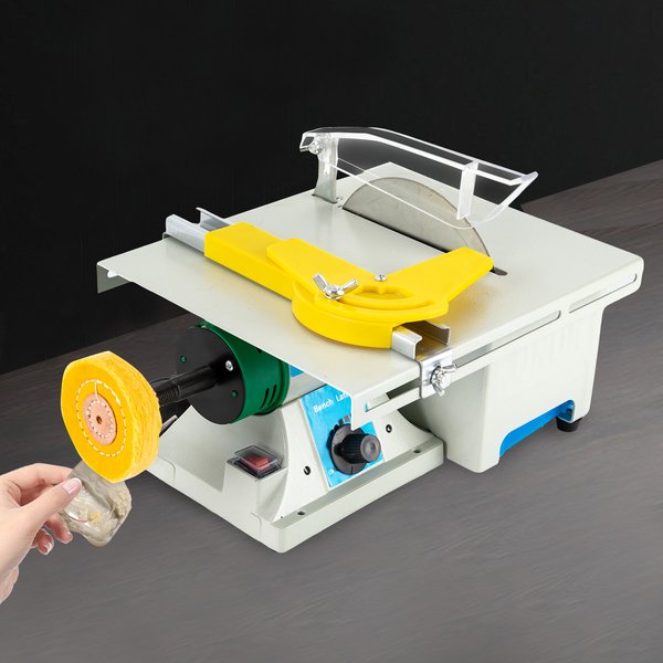 300W Multifunktions-Tischschleifer, Mini-Drehzahlregulierbarer Elektro-Bandschleifer, Tischsäge für Schmuckherstellung und Polieren, 800-10000 U/min für manuelles Polieren und Schleifen