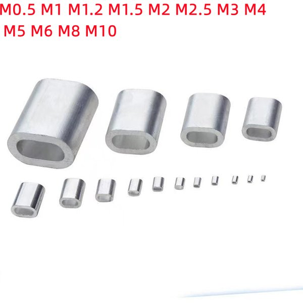 M0.5 M1.0 M1.2 M1.5 M2 M3-M12 boîtier en aluminium virole de câble métallique attaches de câble manchon de sertissage en aluminium pince ovale pince de câble métallique