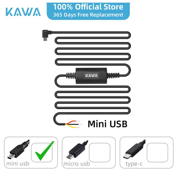 KAWA Hardwire Kit PT01 Mini Port 24H Parküberwachungskabel kompatibel mit KAWA D8 & D10