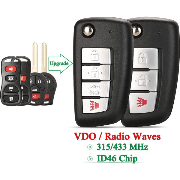 Jingyuqin 3/4 Tasten 315 MHz/433 MHz Flip Auto Fernbedienung Schlüssel id46 Für Nissan X-trail Qashqai altima Maxima Genesis Sentra Versa Nsn14