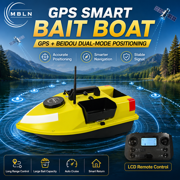 MBLN D20 GPS Köderboot, 99 Angelstellen, 200m Empfohlene Sichere Kontrollreichweite, Bis zu 600m Maximale Reichweite, 2kg Traglast, 3 Futterbehälter, Automatische Rückkehr für Karpfenangeln