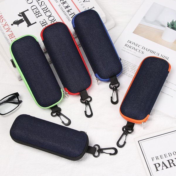 Boîte à lunettes rigide en tissu Denim Portable, étui à lunettes avec fermeture éclair, étui de protection pour lunettes