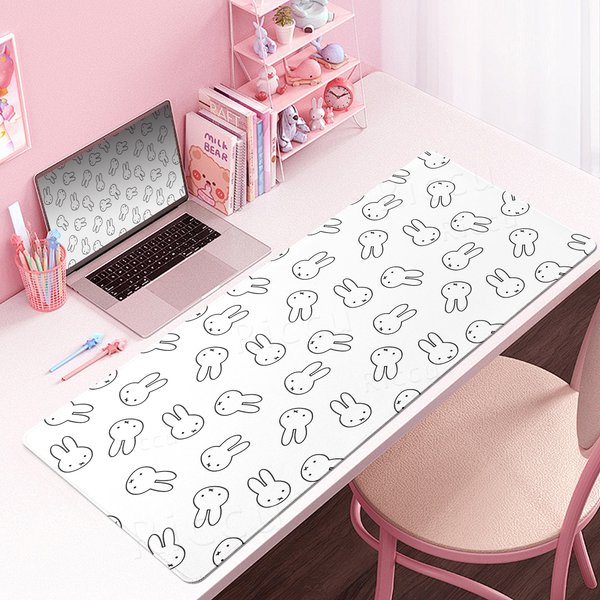 Cartoon Bunny Rabbit Kawaii M-Miffy Anti-Rutsch-Mauspad mit festem Rand, großes Gaming- und Büro-Zubehör, Teppich