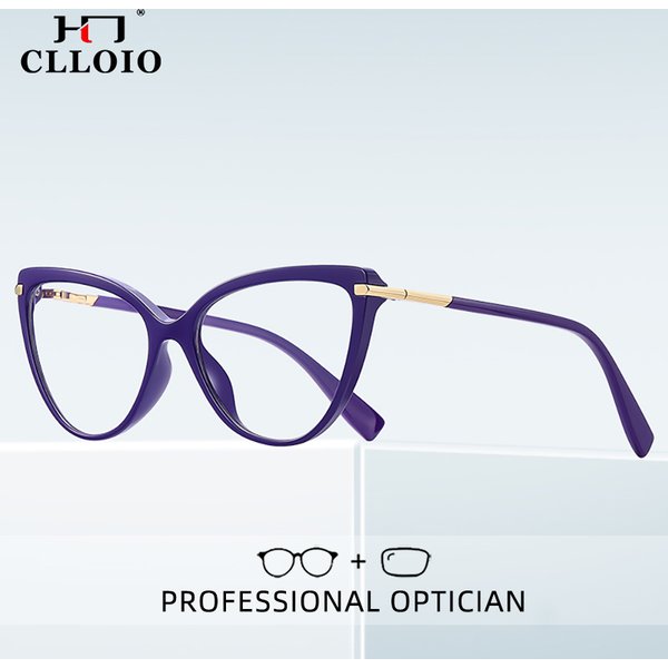 CLLOIO Luxus-Lesebrille für Damen, vielseitig einsetzbar, Katzenauge, Anti-Blaulicht-Myopie-Brille, Hyperopie, optische Brillengestell 2098