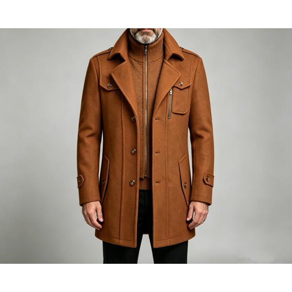 Manteau en laine à Double col pour hommes, beau manteau en laine à la mode pour hommes d'âge moyen, Style Business, haute qualité, automne hiver
