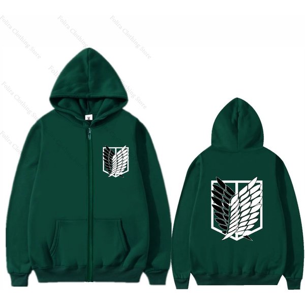 Anime Attack on Titan Print Hoodies Kapuzenpullover mit Reißverschluss, langärmliger Mantel für Männer und Frauen, lässige Herbstkleidung, Kapuzen-Sweatshirt mit Reißverschluss