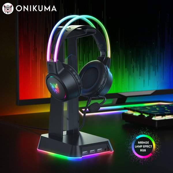 ONIKUMA RGB-Gaming-Kopfhörer mit flexiblem HD-Mikrofon, 3,5-mm-Gaming-Headsets für PC, Xbox, PS4, PS5, Switch, Computerspiele
