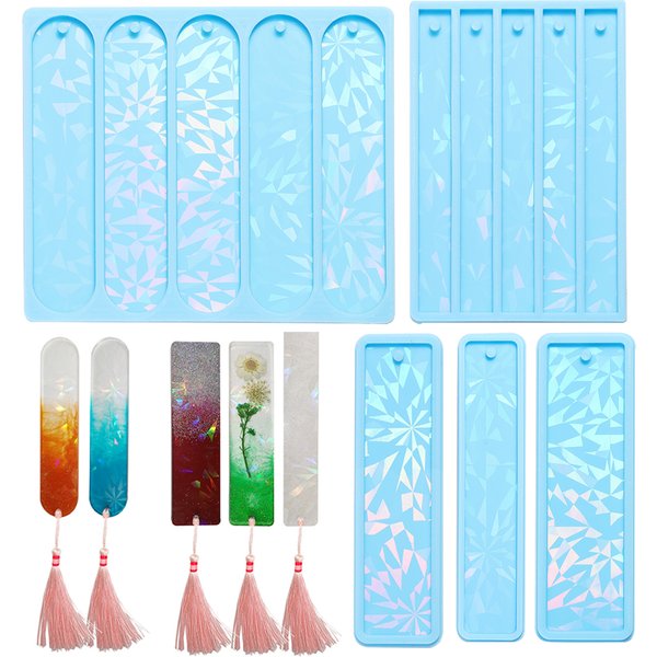 Holographic Light and Shadow Bookmark Crystal Epoxy Resin Mold DIY Rectangle Craft Jewelry Silicone Mould Making Tool