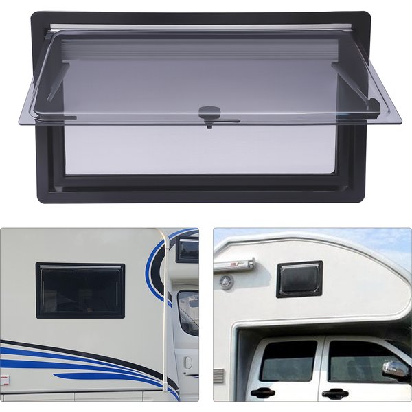 900×500mm Push-Out RV-Lüftungsfenster, Wohnwagen-Seitenfenster aus stranggepresstem Aluminiumlegierung, RV-Ersatzfenster aus gehärtetem Glas für Wohnmobile, Camper, Reiseanhänger