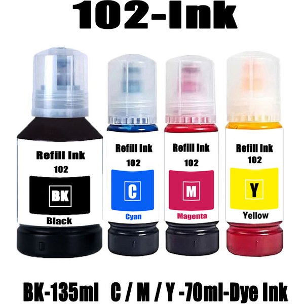 Encre 102 compatible avec Epson ET-2850 ET-4750 ET-4850 ET-2750 ET-2856 ET-3850 ET-4856 ET-15000 ET-3750 ET-2700 ET-3700