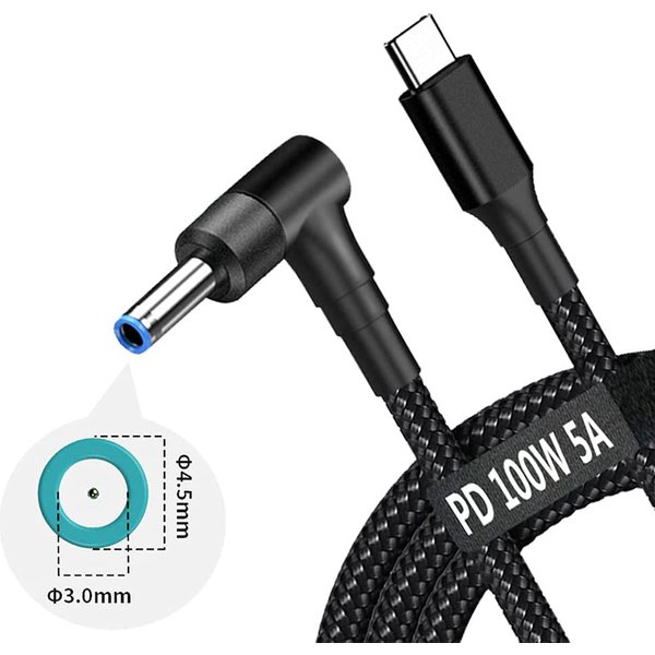 45W 65W 90W DC Power Ladegerät Konverter USB Typ C Adapterkabel für HP Stream Spectre Pavilion Envy EliteBook Schnellladekabel