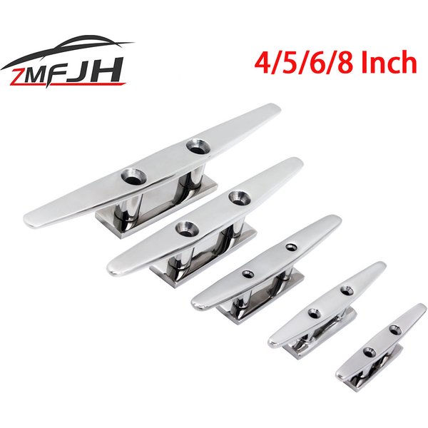 AD 4" 5" 6" 8" 316 Stainless Steel Polished Combo Mooring Cleat 2 Hole Hardware Boat Cleats For Marine Boat Deck Rope Tie Yacht