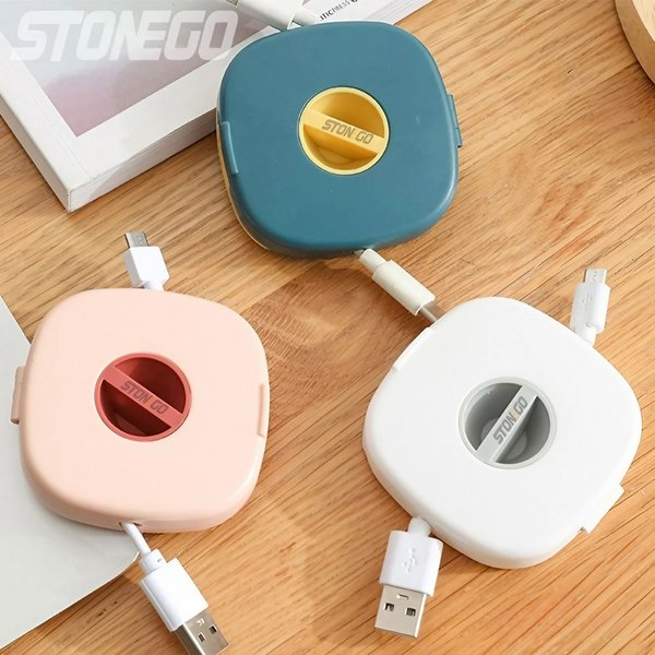 Enrouleur de câble USB rond Portable, petit organisateur de câble, organisateur de câble de données rotatif, enrouleur de câble de chargement Mobile pour téléphone Portable
