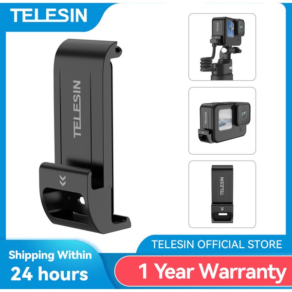 TELESIN Für GoPro 9 10 11 12, wasserdichte Seitenabdeckung, einfach abnehmbare Typ-C-Ladeabdeckung, Anschluss für GoPro Hero 9 10 11 Akku