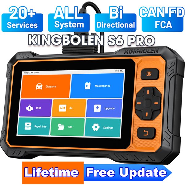 Kingbolen S6 Pro OBD2 Scanner Diagnosegerät Vollsystem 20 Restfunktionen CAN FD FCA Auto-Scanner Diagnosewerkzeug Lebenslange Kostenlose Updates