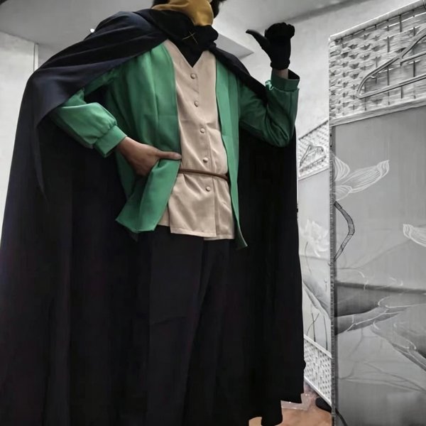 Costume de cosplay Natsuki Subaru, anime Re:Life in A Different World From Zero, cape noire, chemise verte, ensemble pantalon, Noël, Halloween