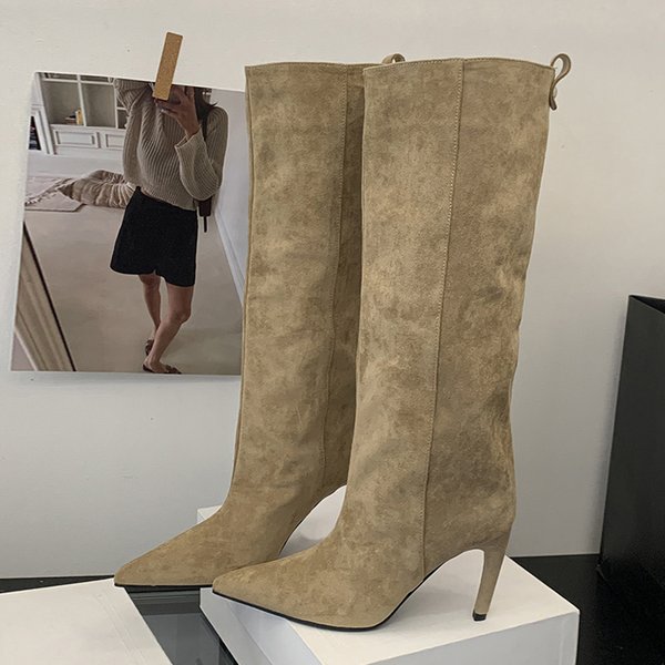 Liyke Herbst Winter Mode Schlanke Kniehohe Stiefel Frauen Sexy Spitz Niedrigen Dünnen Ferse Schuhe Weibliche Lange Booties Zapatos De Mujer