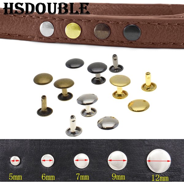 100Pcs/Set 6mm-12mm Metal Round Double Cap Rivets Studs Nail For Leather Craft Accessories Repair Shoes Bag Belt Clothing