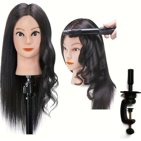 Tête de mannequin 100% cheveux réels pour la formation et la pratique du coiffeur, parfaite pour un usage professionnel