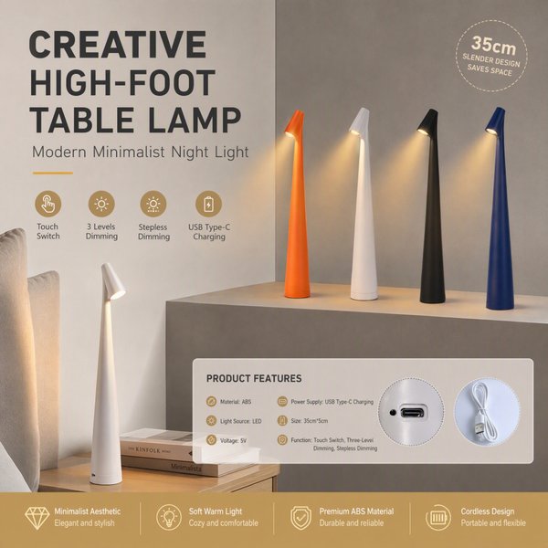 USB-Augenschutz-Nachtlicht mit Touch-Schalter, Desktop-Atmosphärenlicht mit Langer Akkulaufzeit für Schlafzimmer und Reisen