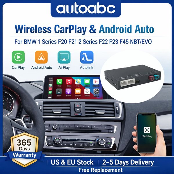 Drahtloser CarPlay Android Auto Decoder Box für BMW Serie 1/2 F20 F21 F22 F23 F45 2012-2020 NBT EVO System mit Airplay BT GPS
