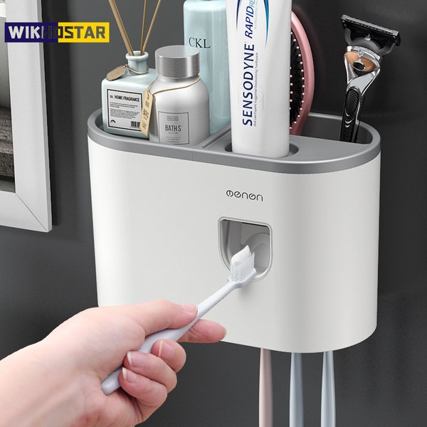 WIKBathroom STAR-Distributeur automatique de dentifrice, rangement multifonctionnel, porte-brosse à dents mural T1, ensembles d'accessoires HOAccessrespiration