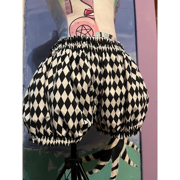 Maßgeschneiderte Vintage gestreifte Ouji-Weste und Kürbishose für Mädchen, schwarz-weiße Pumphose, bauschige Hose, Lolita-Outfit