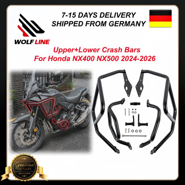 WOLFLINE Sturzbügel für Honda NX400 NX 500 2024 2025 2026 Oberer+Unterer Motorschutz Stoßstange Fallschutz Zubehör