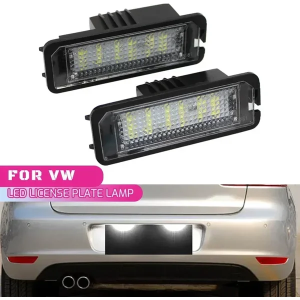 Lumières de plaque d'immatriculation de voiture 12V, lampe LED, accessoires automobiles pour VW Golf 4 5 6 7 MK4 MK7 Passat CC Scirocco Skoda Seat Leon Ibiza